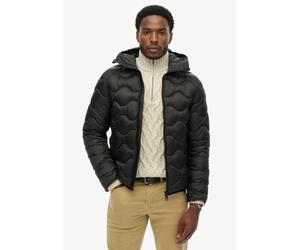 Steppjacke SUPERDRY "HOODED QUILTED WAVE PADDED JKT", Damen, Gr. L, schwarz (jet schwarz), Web, Obermaterial: 100% Polyester, unifarben, regular fit, Jacken Steppjacke (30495338-L) jet schwarz