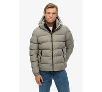 Steppjacke SUPERDRY "HOODED SPORTS PUFFER JACKET", Damen, Gr. 3XL, grün (light khaki grün), Web, Obermaterial: 100% Polyester, unifarben, relaxed fit, Jacken Steppjacke (71414505-XXXL) light khaki grü