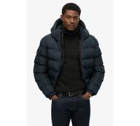 Steppjacke SUPERDRY "HOODED SPORTS PUFFER JACKET", Herren, Gr. XXL, blau (eclipse navy, eclipse navy), Web, Obermaterial: 100% Polyester, unifarben, relaxed fit normal, elastischer Bund, Jacken Steppj