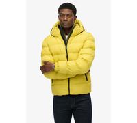 Steppjacke SUPERDRY "HOODED SPORTS PUFFER JACKET", Herren, Gr. XXL, gelb (wax gelb), Web, Obermaterial: 100% Polyester, unifarben, relaxed fit normal, elastischer Bund, Jacken Steppjacke, Kunstfaser,