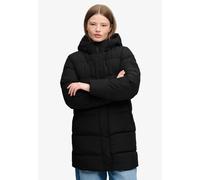Steppjacke SUPERDRY "HOODED SPORTS PUFFER MID JKT", Damen, Gr. L, schwarz, Steppware, Obermaterial: 100% Polyester, unifarben, relaxed fit normal, Jacken Steppjacke, Kunstfaser, relaxed fit (44495216-