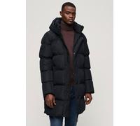 Steppjacke SUPERDRY "HOODED SPORTS PUFFER MID JKT", Herren, Gr. M, blau (eclipse navy), Web, Obermaterial: 100% Polyester, unifarben, relaxed fit ca. Mitte Oberschenkel, Jacken Steppjacke, Kunstfaser,