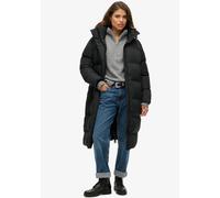 Steppjacke SUPERDRY "Longline Hooded Puffer Jacket", Damen, Gr. S, schwarz, Web, Obermaterial: 100% Polyester, unifarben, oversize, Jacken Steppjacke (78417017-S)