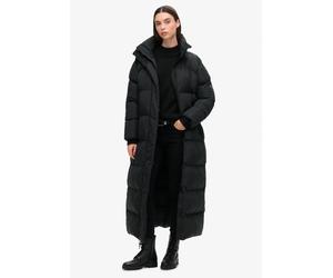 Steppjacke SUPERDRY "MAXI LONGLINE PUFFER JACKET", Damen, Gr. L, schwarz, Web, Obermaterial: 100% Polyester, unifarben, oversize ca. Mitte Wade, Jacken Steppjacke, Oversize-Passform, aus Polyester, mi