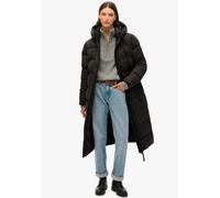 Steppjacke SUPERDRY "MICROFIBRE LONGLINE PUFFER JKT", Damen, Gr. M, schwarz, Web, Obermaterial: 100% Polyester, unifarben, relaxed fit, Jacken Steppjacke (95617720-M) schwarz