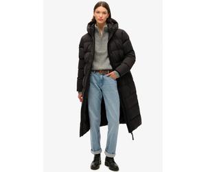 Steppjacke SUPERDRY "MICROFIBRE LONGLINE PUFFER JKT", Damen, Gr. M, schwarz, Web, Obermaterial: 100% Polyester, unifarben, relaxed fit, Jacken Steppjacke (95617720-M) schwarz