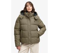 Steppjacke SUPERDRY "PREMIUM HOOD CHECK PUFFER JKT", Damen, Gr. S, braun heritage check, Steppware, Obermaterial: 55% Polyester, 45% Lyocell, kariert, relaxed fit normal, Jacken Steppjacke, Materialmi