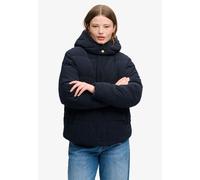 Steppjacke SUPERDRY "PREMIUM HOOD CORD PUFFER JKT", Damen, Gr. M, blau (eclipse navy), Cord, Obermaterial: 100% Polyester, unifarben, relaxed fit normal, Jacken Steppjacke, Kunstfaser, relaxed fit, au