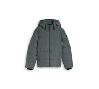 Steppjacke TOM TAILOR "Regular", Damen, Gr. S, grau (schwarzest olive), Web, Obermaterial: 100% Polyester. Futter: 100% Polyester, regular fit taillenbedeckt, Rippbündchen, Jacken Steppjacke, mit Logo