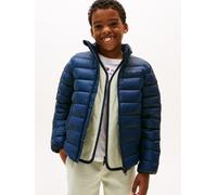 Steppjacke TOMMY HILFIGER "ESSENTIAL LIGHT DOWN JACKET", Mädchen, Gr. 12 (152), blau (schwarz night navy), Web, Obermaterial: 100% Polyamid, unifarben, regular fit hüftbedeckend, eingefasste Kante, Ja