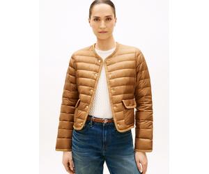 Steppjacke TOMMY HILFIGER "FEMININE LW DOWN JACKET", Damen, Gr. L (42/44), braun (hickory), Steppware, Obermaterial: 100% Nylon, unifarben, regular fit kurz, Rundhals, Jacken Steppjacke, mit aufgesetz