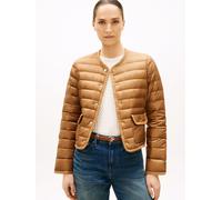Steppjacke TOMMY HILFIGER "FEMININE LW DOWN JACKET", Damen, Gr. S (36/38), braun (hickory), Steppware, Obermaterial: 100% Nylon, unifarben, regular fit kurz, Rundhals, Jacken Steppjacke, mit aufgesetz