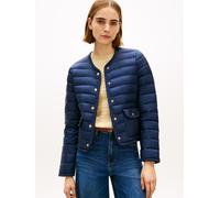 Steppjacke TOMMY HILFIGER "FEMININE LW DOWN JACKET", Damen, Gr. S (36/38), schwarz night navy, Steppware, Obermaterial: 100% Nylon, unifarben, regular fit kurz, Rundhals, Jacken Steppjacke, mit aufges