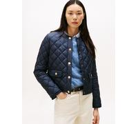 Steppjacke TOMMY HILFIGER "G/BUTTON QUILTED REG LADY JACKET", Damen, Gr. XXXL(46), blau (schwarz night navy), Web, Obermaterial: 100% Polyester, unifarben, Rundhals, Jacken Steppjacke (57833734-XXXL)
