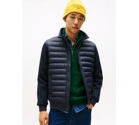 Steppjacke TOMMY HILFIGER "MIX MEDIA mit Stehkragen", Herren, Gr. L, blau (desert sky), Sweatware, Obermaterial: 72% Baumwolle, 28% Polyester, unifarben, casual, regular fit normal, Langarm Rippbündch