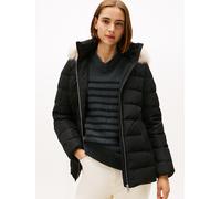 Steppjacke TOMMY HILFIGER "MW DOWN SLIM JACKET WITH FUR", Damen, Gr. L (40), schwarz, Web, Obermaterial: 100% Polyester, unifarben, slim fit, Jacken Steppjacke, mit Fellimitat (16737859-L) schwarz