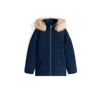 Steppjacke TOMMY HILFIGER "MW DOWN SLIM JACKET WITH FUR", Damen, Gr. XS (34), blau (schwarz night navy), Web, Obermaterial: 100% Polyester, unifarben, slim fit, Jacken Steppjacke, mit Fellimitat (1202