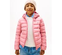 Steppjacke TOMMY HILFIGER "U LIGHT DOWN HOODED JACKET", Mädchen, Gr. 16 (176), mystic pink, Web, Obermaterial: 100% Polyamid, unifarben, regular fit normal, Rundhals, eingesetzt elastischer Bund, Jack