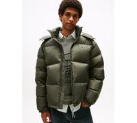 Steppjacke TOMMY JEANS "ALASKA DOWN PUFFER", Herren, Gr. XXL, pewter grün, Web, Obermaterial: 100% Polyester, regular fit normal, Rundhals, eingesetzt gerader Abschluss, Jacken Steppjacke, Übergangsja