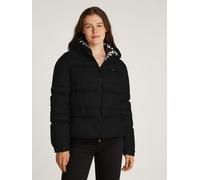 Tommy Jeans Damen Pufferjacke Quilt Rouch Tape Jacket mit Kapuze, Schwarz (Black), XL