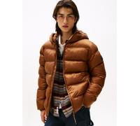 Steppjacke TOMMY JEANS "HOODED LOGO PUFFER", Damen, Gr. 3XL, pecan nut, Web, Obermaterial: 100% Polyamid, unifarben, regular fit normal, Rundhals, eingesetzt eingefasste Kante, Jacken Steppjacke, Wint