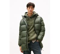 Steppjacke TOMMY JEANS "TJM ESSENTIAL DOWN PARKA", Damen, Gr. L, grün (pewter grün), Web, Obermaterial: 100% Polyamid. Futter: 100% Polyester. Füllung: 70% Daunen, 30% Federn, relaxed fit normal, elas