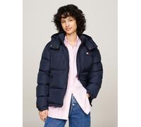 Steppjacke TOMMY JEANS "TJW ALASKA PUFFER EXT", Damen, Gr. L (42/44), blau (schwarz night navy), Web, Obermaterial: 100% Polyester. Futter: 100% Polyester. Füllung: 100% Daunen, unifarben, regular fit