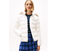 Steppjacke TOMMY JEANS "TJW BASIC HOODED DOWN JACKET EXT", Damen, Gr. XXL (44), beige (ecru), Web, Obermaterial: 100% Polyester. Futter: 100% Polyester. Wattierung: 70% Daunen, 30% Federn, unifarben, 