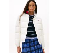 Steppjacke TOMMY JEANS "TJW ESS PUFFER FLAG JACKET EXT", Damen, Gr. XL (42), weiß (ecru), Web, Obermaterial: 100% Nylon, unifarben mit Farbeinsatz, regular fit, Jacken Steppjacke (82954139-XL) ecru