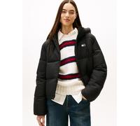 Steppjacke TOMMY JEANS "TJW HOODED PUFFER JACKET", Damen, Gr. XL (42), schwarz, Web, Obermaterial: 100% Nylon, unifarben, regular fit, Jacken (14063765-XL) schwarz