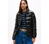 Steppjacke TOMMY JEANS "TJW SLIM ZIP PRINT DOWN JACKET", Damen, Gr. M (38), schwarz, Web, Obermaterial: 100% Nylon, Casual, slim fit, elastischer Bund, Jacken (55260851-M) schwarz