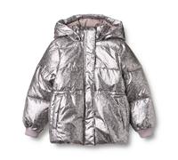 Steppjacke WHEAT "Puffer jacket Eli", Mädchen, Gr. 98, silber (silber flower meadow), Web, Obermaterial: 100% Polyester, glänzend, A-Linie normal, Bündchen, Jacken Steppjacke, Kunstfaser, wasserdicht,
