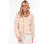 Steppjacke ZWILLINGSHERZ, Damen, Gr. XL, beige, Steppware, Obermaterial: 100% Polyester, Basic hüftlang, elastischer Bund mit Gummizug, Jacken Steppjacke, abnehmbarer Kapuze, Print hinten, wärmend, Re
