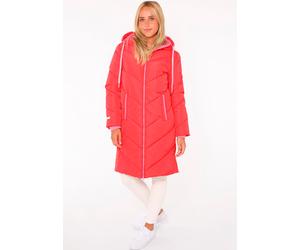 Steppjacke ZWILLINGSHERZ "Good Vibes Only", Damen, Gr. L, rot, Steppware, Obermaterial: 100% Polyester, mehrfarbig, normal ca. Mitte Knie, ohne Ausschnitt, angesetztes Bündchen, Jacken Steppjacke, mit