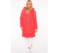 Steppjacke ZWILLINGSHERZ "Good Vibes Only", Damen, Gr. M, rot, Steppware, Obermaterial: 100% Polyester, mehrfarbig, normal ca. Mitte Knie, ohne Ausschnitt, angesetztes Bündchen, Jacken Steppjacke, mit