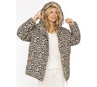 Steppjacke ZWILLINGSHERZ "„Leo Classic AOP“", Damen, Gr. XXL, beige, Obermaterial: 100% Polyester, Jacken Steppjacke, Kapuze, Leomuster, verdeckter Reißverschluss mit Knopfblende, Taschen (70115945-XX
