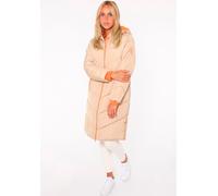 Steppjacke ZWILLINGSHERZ "Positive Mind", Damen, Gr. S, beige, Steppware, Obermaterial: 100% Polyester, mehrfarbig, knielang, angesetztes Bündchen kontrastfarben, Jacken Steppjacke, Doppelzipper, Kapu