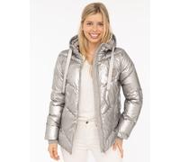 Steppjacke ZWILLINGSHERZ ""Zwillingsherz"", Damen, Gr. L, metallic beige, Steppware, Obermaterial: 100% Polyester, bequem, Jacken Steppjacke, glänzend, Kapuze, Herzchen-Prägung am Rücken (90435556-L)