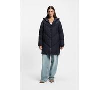 Steppmantel BOSS ORANGE "Piapolly Premium Damenmode", Damen, Gr. 42, blau (dunkelblau 408), Web, Obermaterial: 100% Polyamid, unifarben, gerade ca. Mitte Oberschenkel, Mäntel Steppmantel, mit Kapuze, 