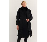 Steppmantel BUGATTI "Regular Fit", Damen, Gr. 36, 290, schwarz, 90% Polyester, 10% Elasthan, unifarben, regular fit, normaler Saum, Mäntel Steppmantel, mit Kapuze & Kunstfellkragen (45796141-36) 290,