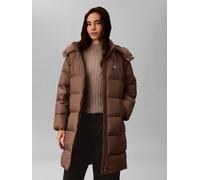 Steppmantel CALVIN KLEIN JEANS "ESSENTIAL LONG DOWN PUFFER", Damen, Gr. S, braun (sugar almond), Web, Obermaterial: 100% Nylon. Futter: 100% Polyester. Füllung: 80% Daunen, 20% Federn. Kapuzenfutter: 
