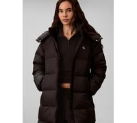 Steppmantel CALVIN KLEIN JEANS "ESSENTIAL LONG DOWN PUFFER", Damen, Gr. S, schwarz, Web, Obermaterial: 100% Nylon. Futter: 100% Polyester. Füllung: 80% Daunen, 20% Federn. Kapuzenfutter: 100% Polyeste