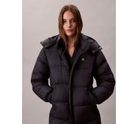 Steppmantel CALVIN KLEIN JEANS "ESSENTIAL MIDWEIGHT LONG PUFFER", Damen, Gr. L (42), blau (inkwell), Web, Obermaterial: 100% Polyamid, unifarben, regular fit lang, Rundhals, eingesetzt gerader Abschlu