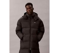 Steppmantel CALVIN KLEIN JEANS "LS LONG LENGTH HOODED NYLON PUFF", Herren, Gr. XXL, schwarz, Web, Obermaterial: 100% Polyamid, unifarben, regular fit lang, Rundhals, eingesetzt gerader Abschluss, Mänt