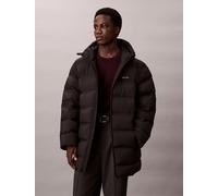 Steppmantel CALVIN KLEIN "LS BONDED CHNNLD LONG HOODED PUF", Herren, Gr. L, schwarz, Web, Obermaterial: 100% Polyester, unifarben, regular fit ca. Mitte Oberschenkel, Rundhals, eingesetzt gerader Absc