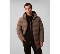 Steppmantel CALVIN KLEIN "LS BONDED CHNNLD LONG HOODED PUF", Herren, Gr. S, grün (bungee cord), Web, Obermaterial: 100% Polyester, unifarben, regular fit ca. Mitte Oberschenkel, Rundhals, eingesetzt g