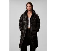 Steppmantel CALVIN KLEIN "SHINE LONG PUFFER", Damen, Gr. S, schwarz, Web, Obermaterial: 100% Nylon. Futter: 100% Polyester. Füllung: 100% Polyester, unifarben, regular fit lang, Rundhals, eingesetzt g