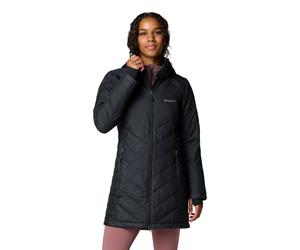Steppmantel COLUMBIA "Heavenly Long Hooded Jacket", Damen, Gr. L (42/44), schwarz, Steppware, Obermaterial: 100% Polyester, unifarben, lässig geschnitten Po-bedeckend, hoch geschlossener Ausschnitt, e