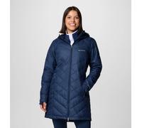Steppmantel COLUMBIA "HEAVENLY LONG HOODED JACKET", Damen, Gr. XL, blau (collegiate navy), Steppware, Obermaterial: 100% Polyester. Wattierung: 100% Polyester, lässig geschnitten, hoch geschlossener A