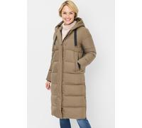 Steppmantel FUCHS SCHMITT "Steppmantel", Damen, Gr. 38, braun (khaki), Web, Obermaterial: 100% Polyester, clean, unifarben, regular fit lang, Rundhals, eingesetzt gerader Abschluss, Mäntel Steppmantel
